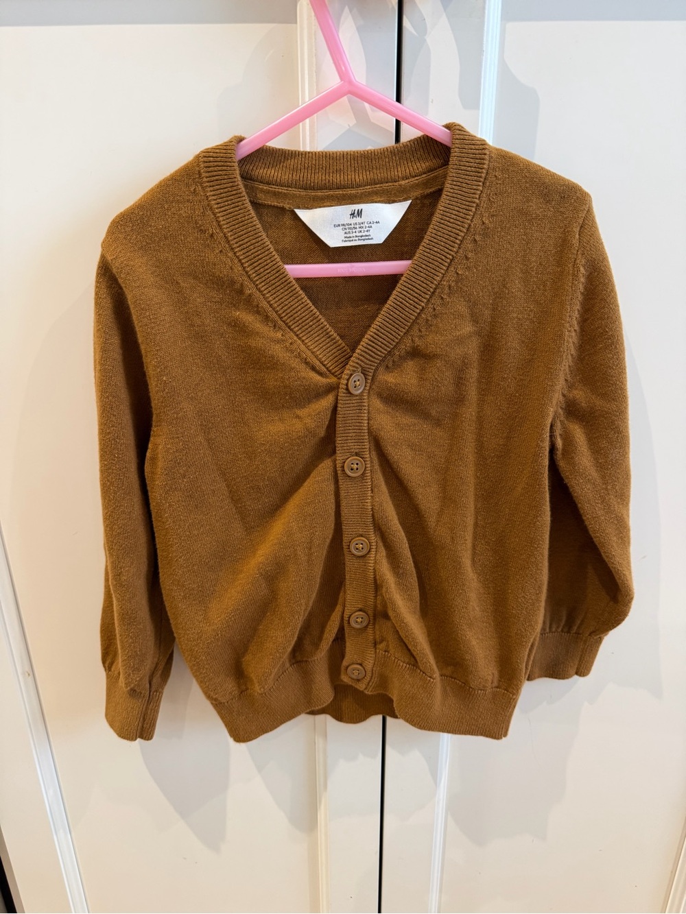 H&M 3-4t Brown Button-Front V-Neck cardigan
